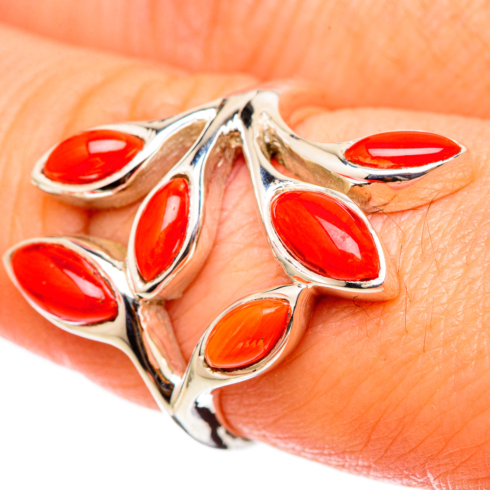 Mediterranean Red Coral Rings handcrafted by Anasilvercos - RING101492