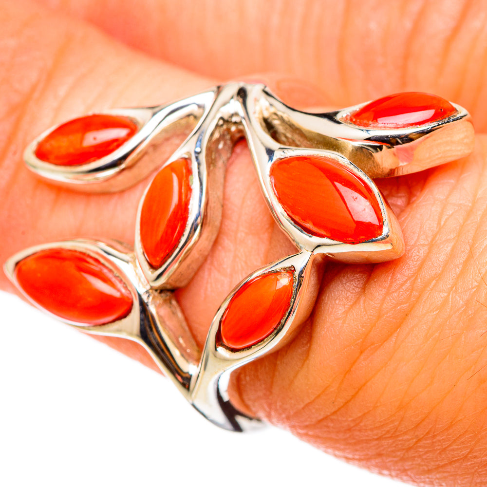Mediterranean Red Coral Rings handcrafted by Anasilvercos - RING101508
