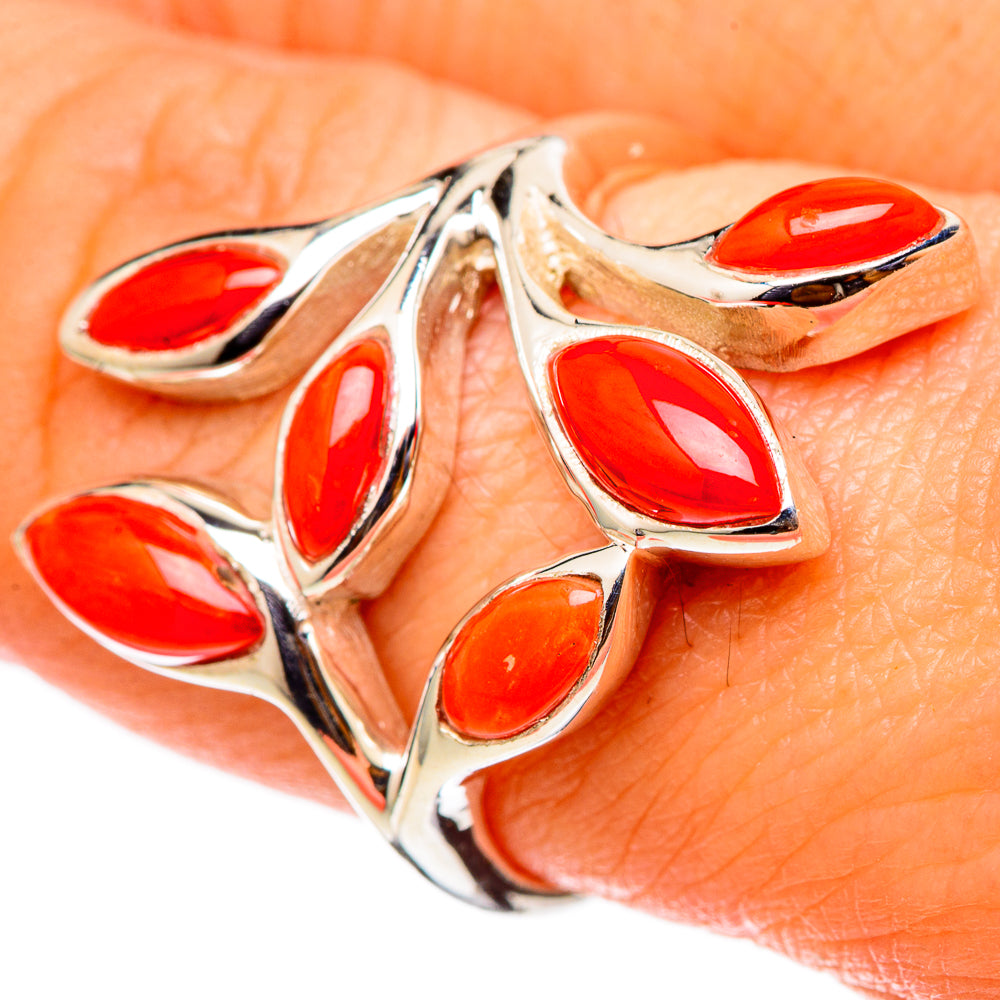 Mediterranean Red Coral Rings handcrafted by Anasilvercos - RING101519