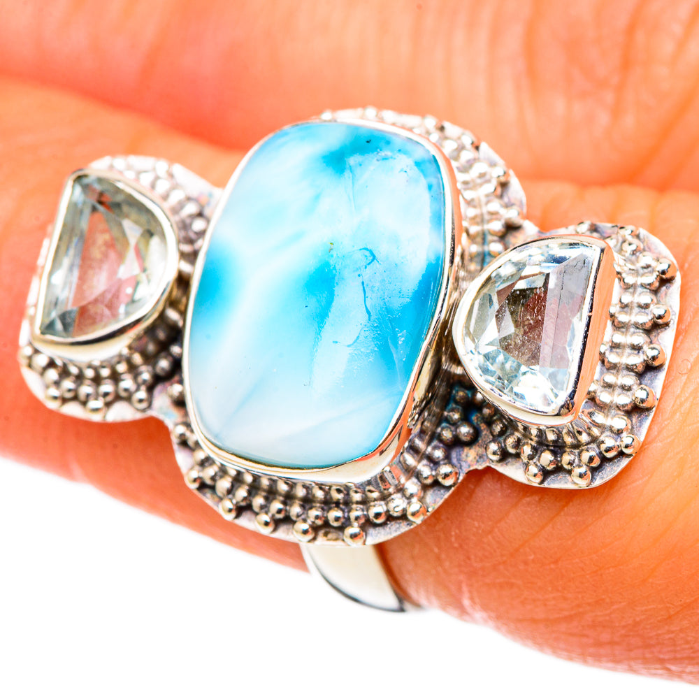 Larimar Rings handcrafted by Anasilvercos - RING101528