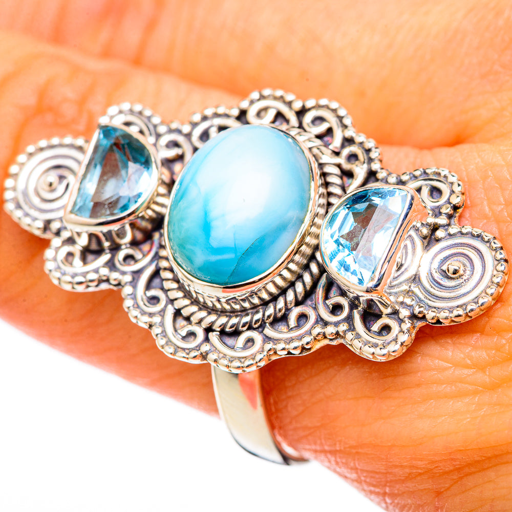 Larimar Rings handcrafted by Anasilvercos - RING101549