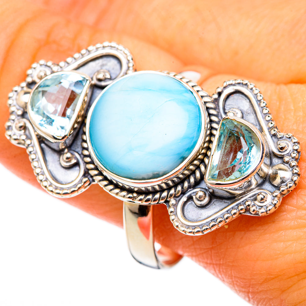 Larimar Rings handcrafted by Anasilvercos - RING101607