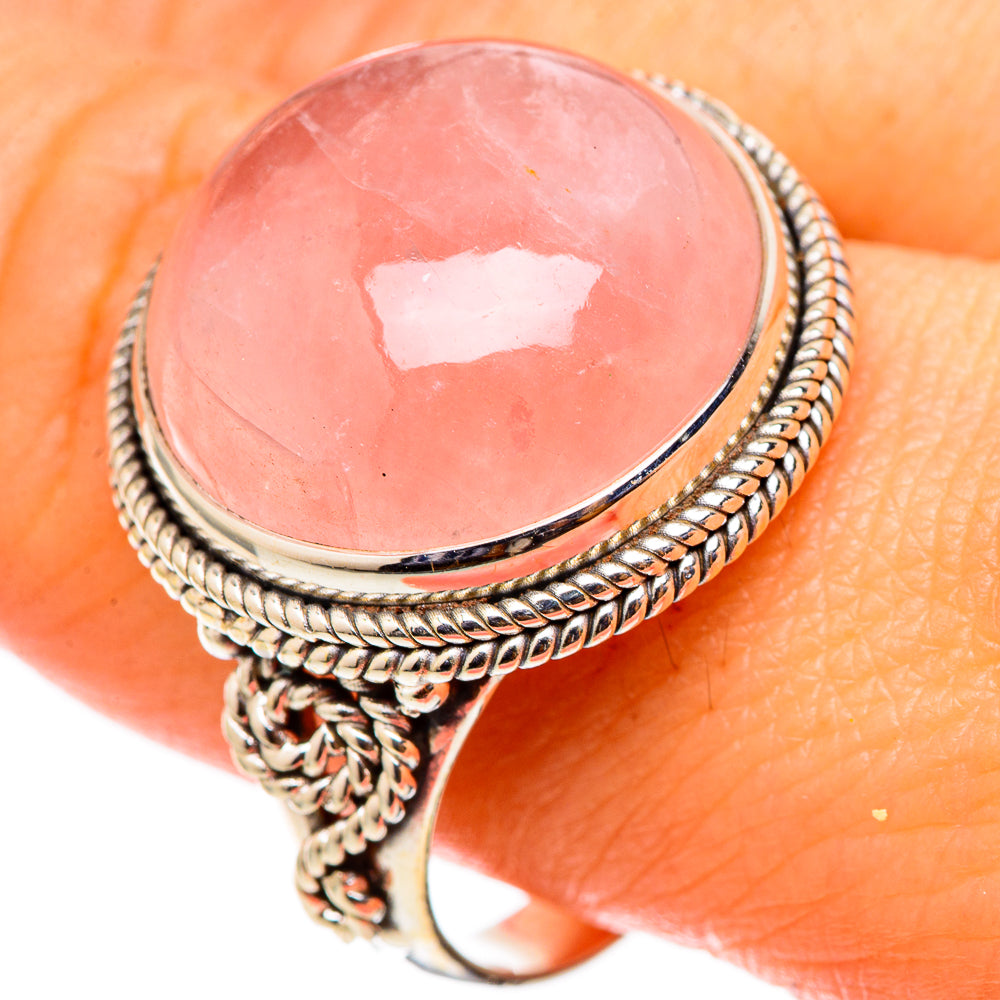 Rose Quartz Rings handcrafted by Anasilvercos - RING101608