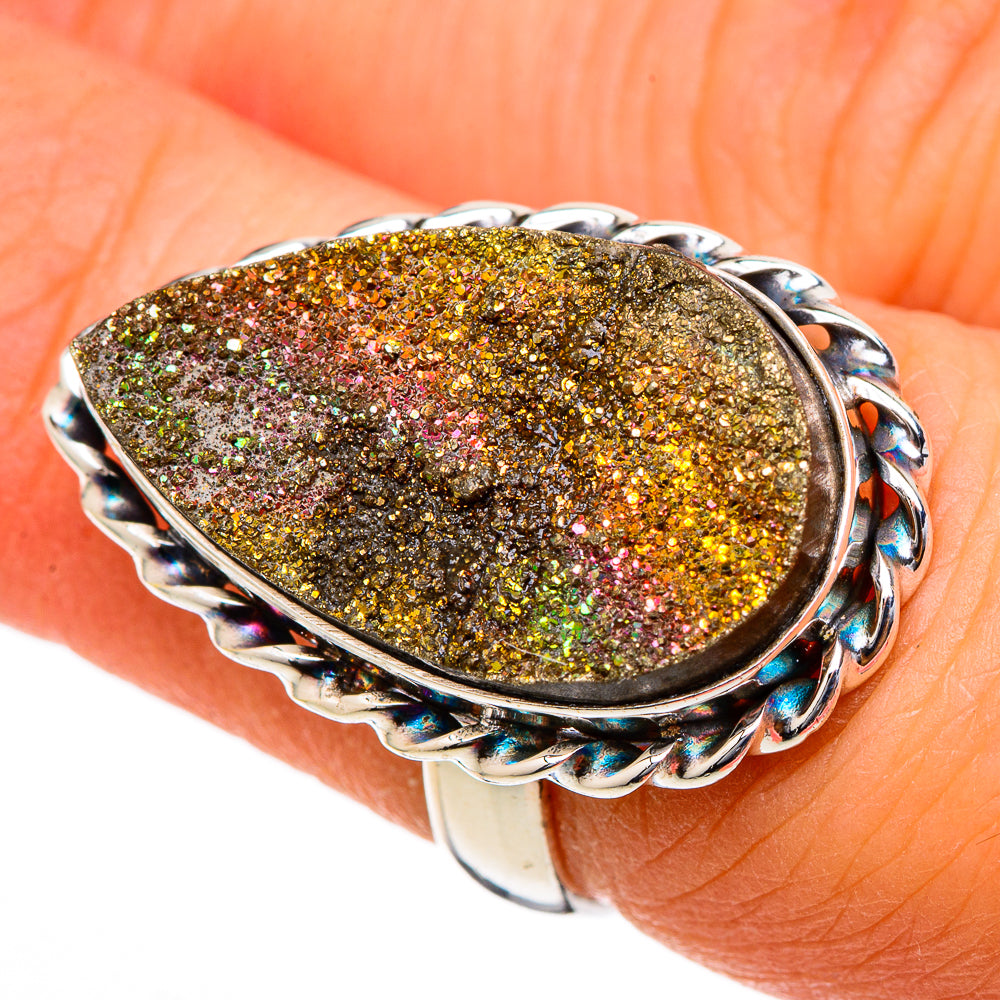 Spectro Pyrite Druzy Rings handcrafted by Anasilvercos - RING101646