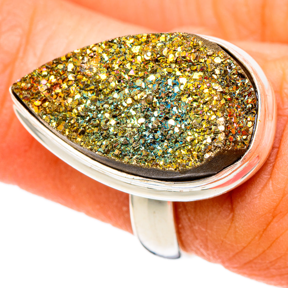 Spectro Pyrite Druzy Rings handcrafted by Anasilvercos - RING101647