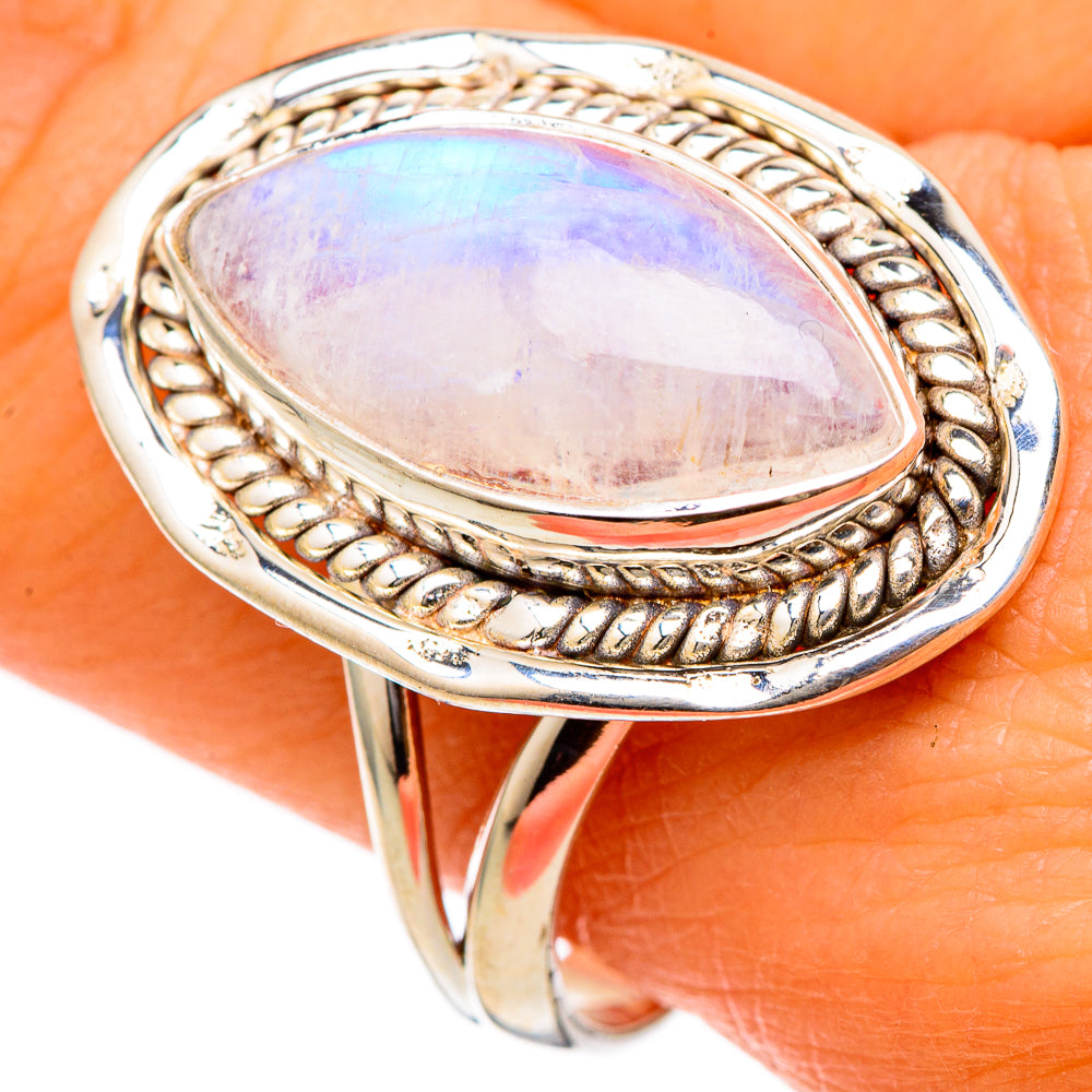 Rainbow Moonstone Rings handcrafted by Anasilvercos - RING101651