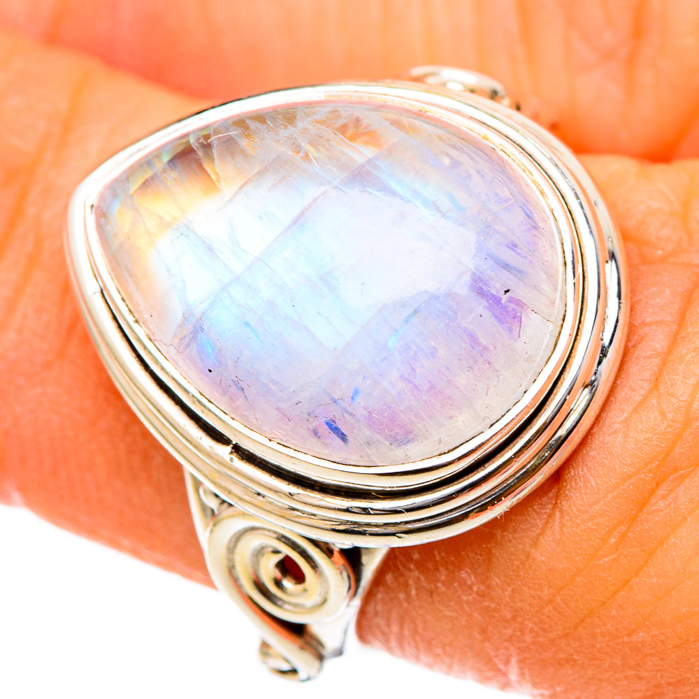 Rainbow Moonstone Rings handcrafted by Anasilvercos - RING101652
