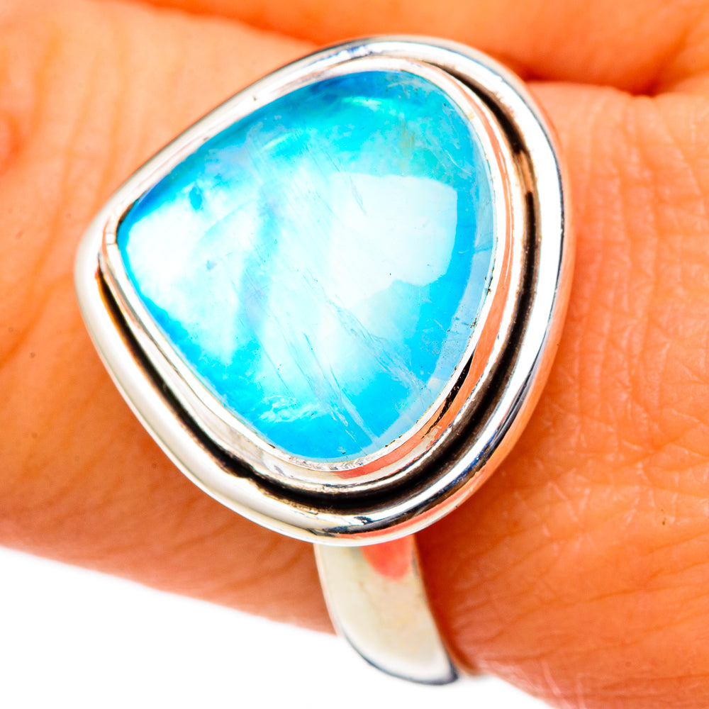 Rainbow Moonstone Rings handcrafted by Anasilvercos - RING101656