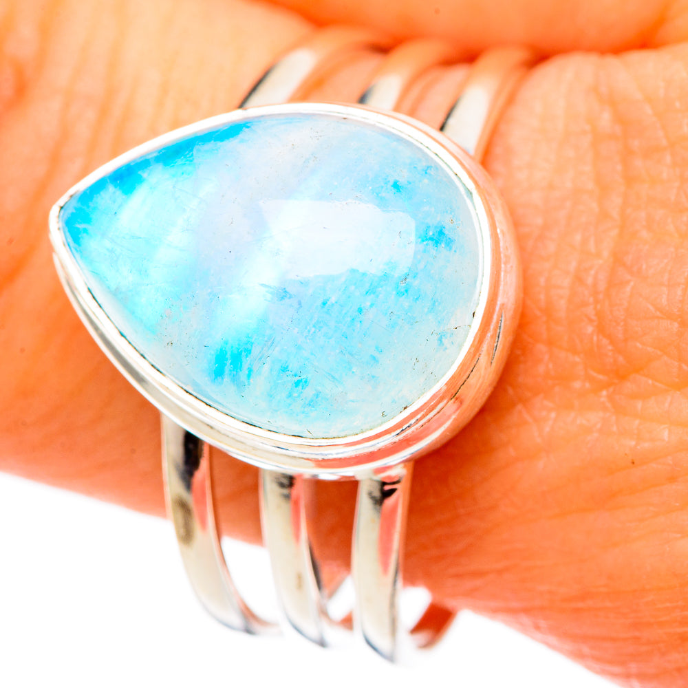 Rainbow Moonstone Rings handcrafted by Anasilvercos - RING101659