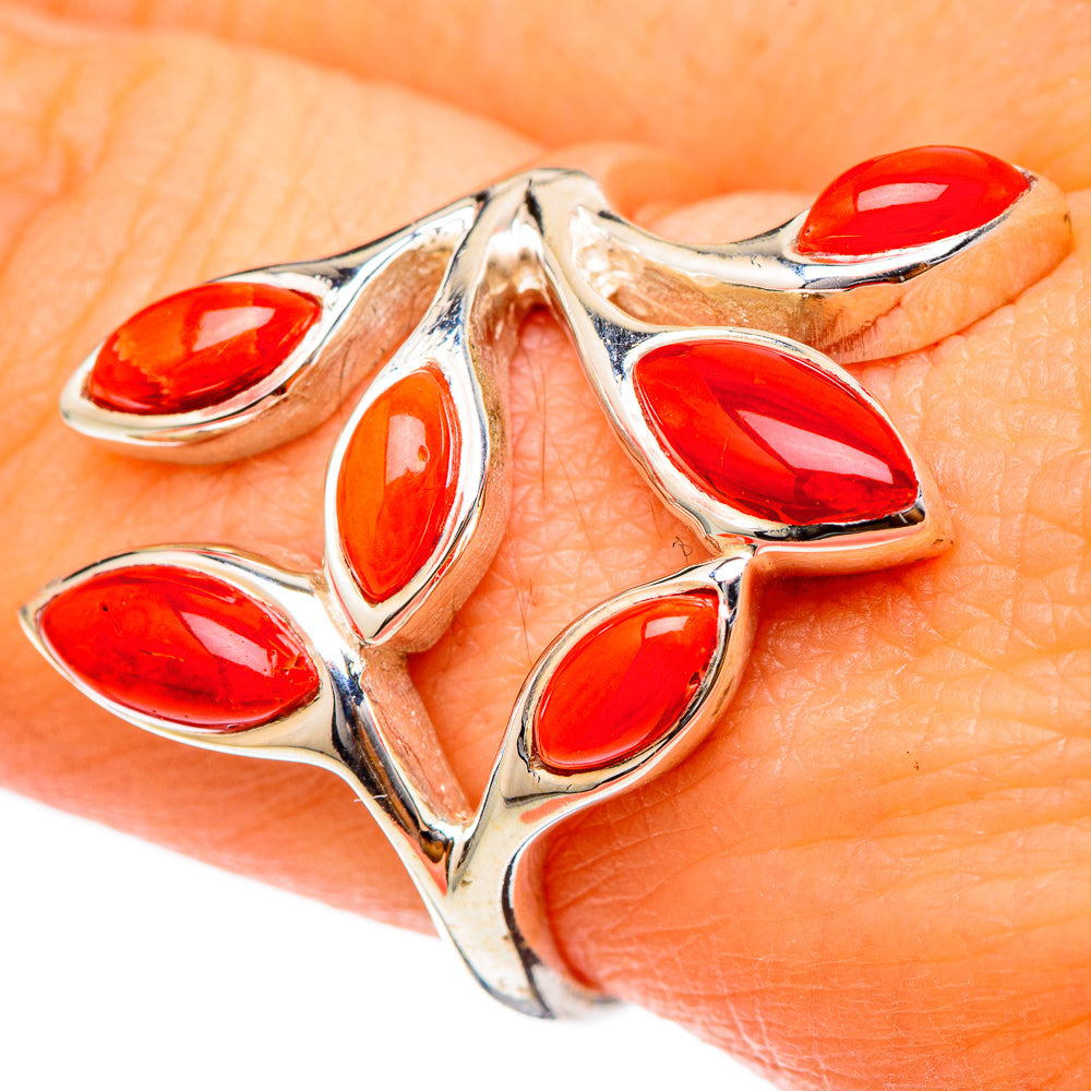 Mediterranean Red Coral Rings handcrafted by Anasilvercos - RING101669