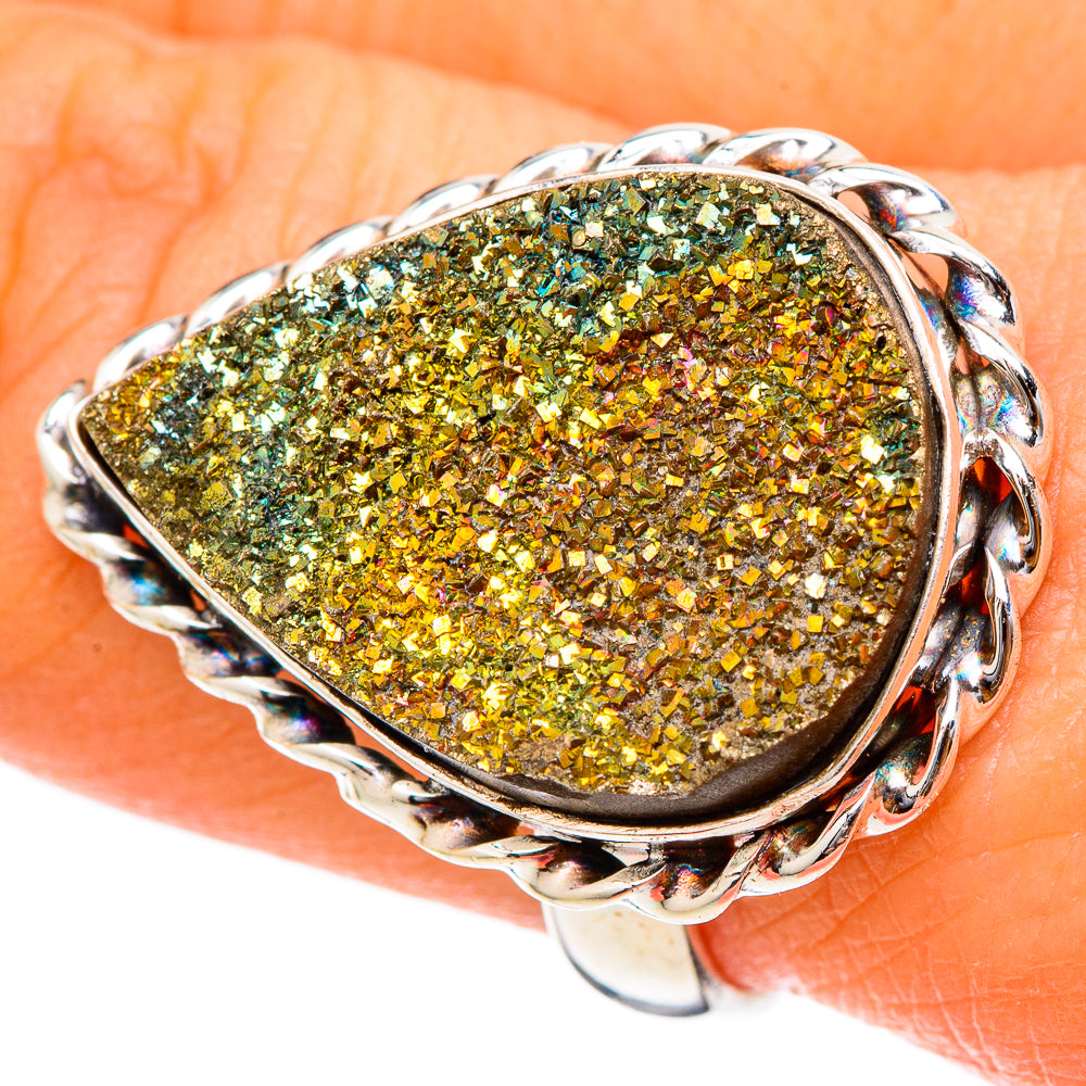 Spectro Pyrite Druzy Rings handcrafted by Anasilvercos - RING101672