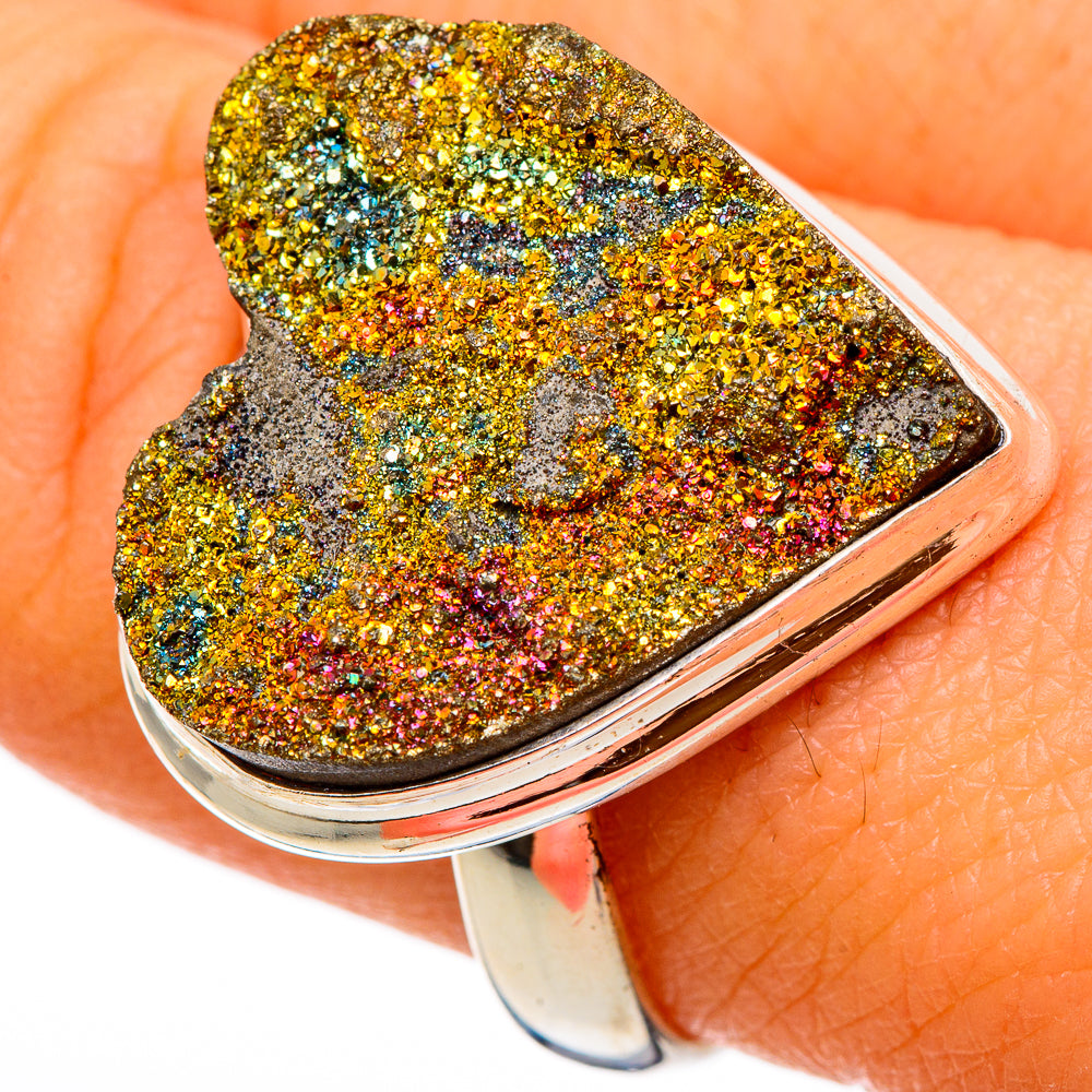 Spectro Pyrite Druzy Rings handcrafted by Anasilvercos - RING101673