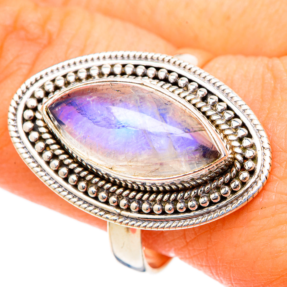Rainbow Moonstone Rings handcrafted by Anasilvercos - RING101678