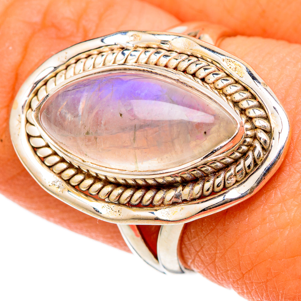 Rainbow Moonstone Rings handcrafted by Anasilvercos - RING101701