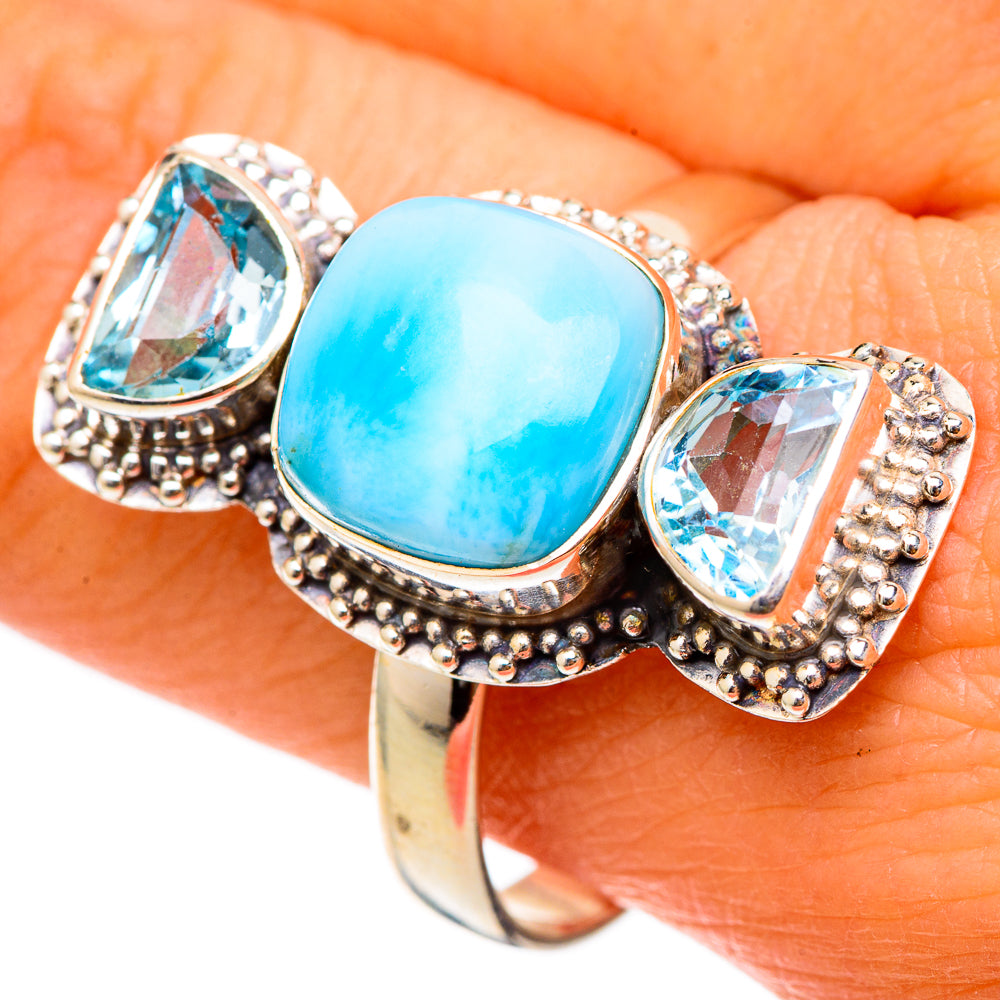 Larimar Rings handcrafted by Anasilvercos - RING101706