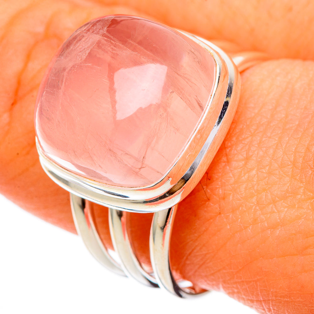 Rose Quartz Rings handcrafted by Anasilvercos - RING101715