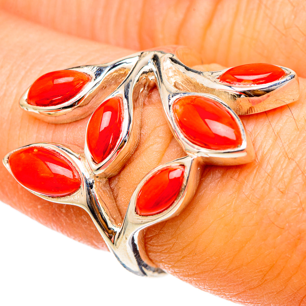 Mediterranean Red Coral Rings handcrafted by Anasilvercos - RING101717