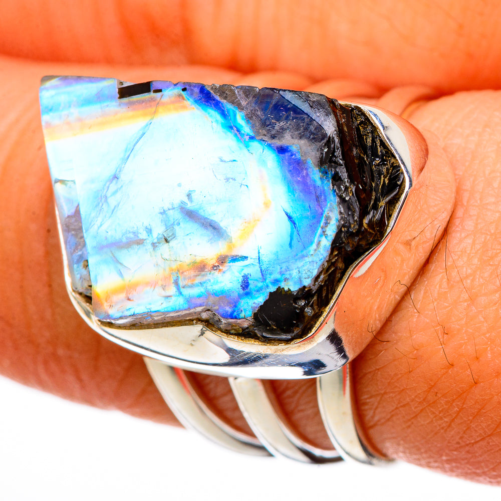 Rainbow Moonstone Rings handcrafted by Anasilvercos - RING101720
