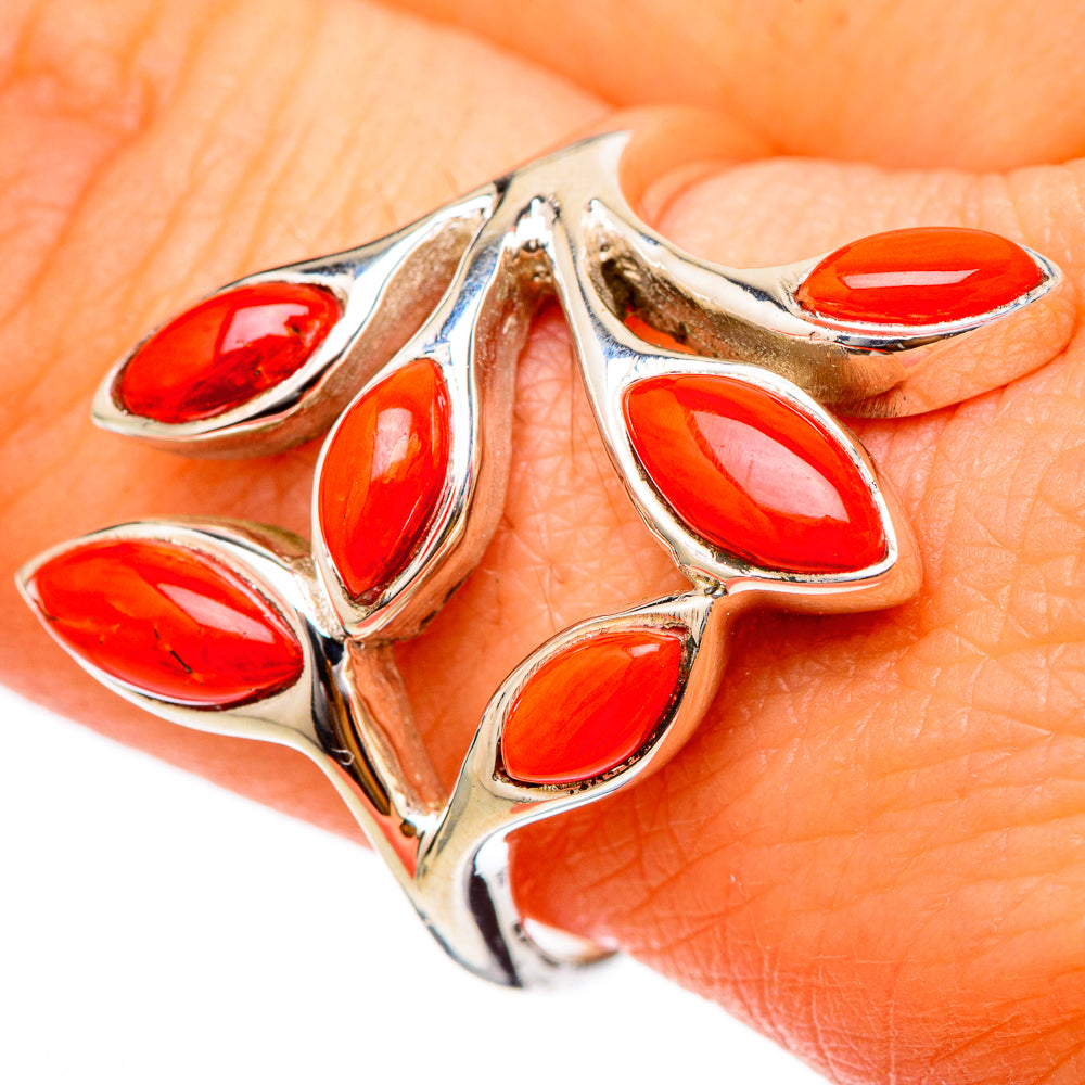Mediterranean Red Coral Rings handcrafted by Anasilvercos - RING101734
