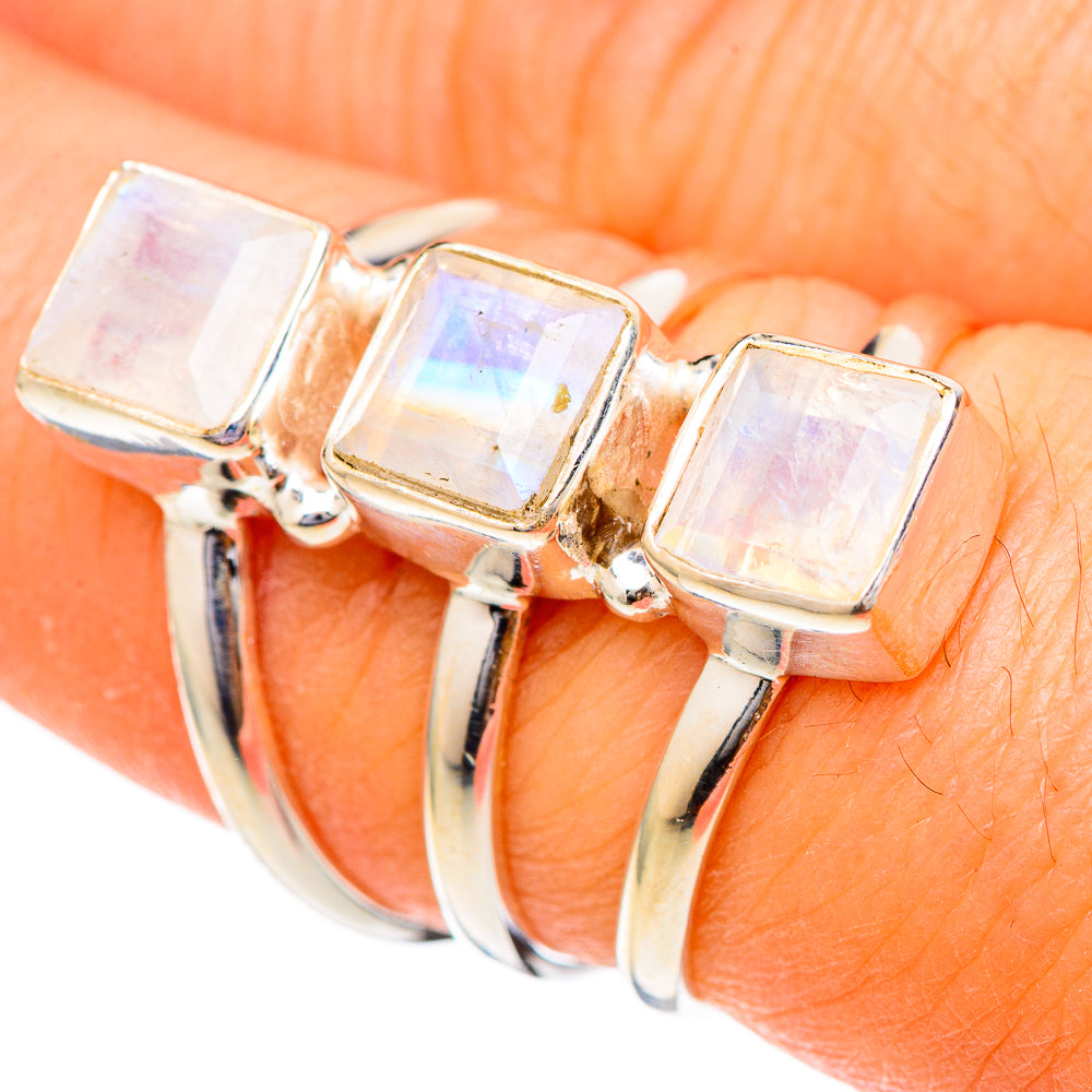 Rainbow Moonstone Rings handcrafted by Anasilvercos - RING101751