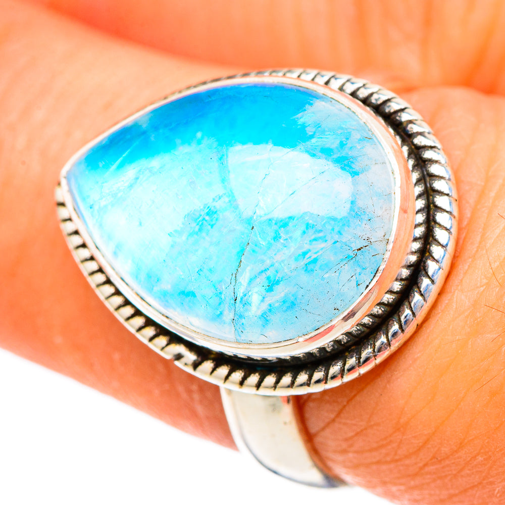 Rainbow Moonstone Rings handcrafted by Anasilvercos - RING101757