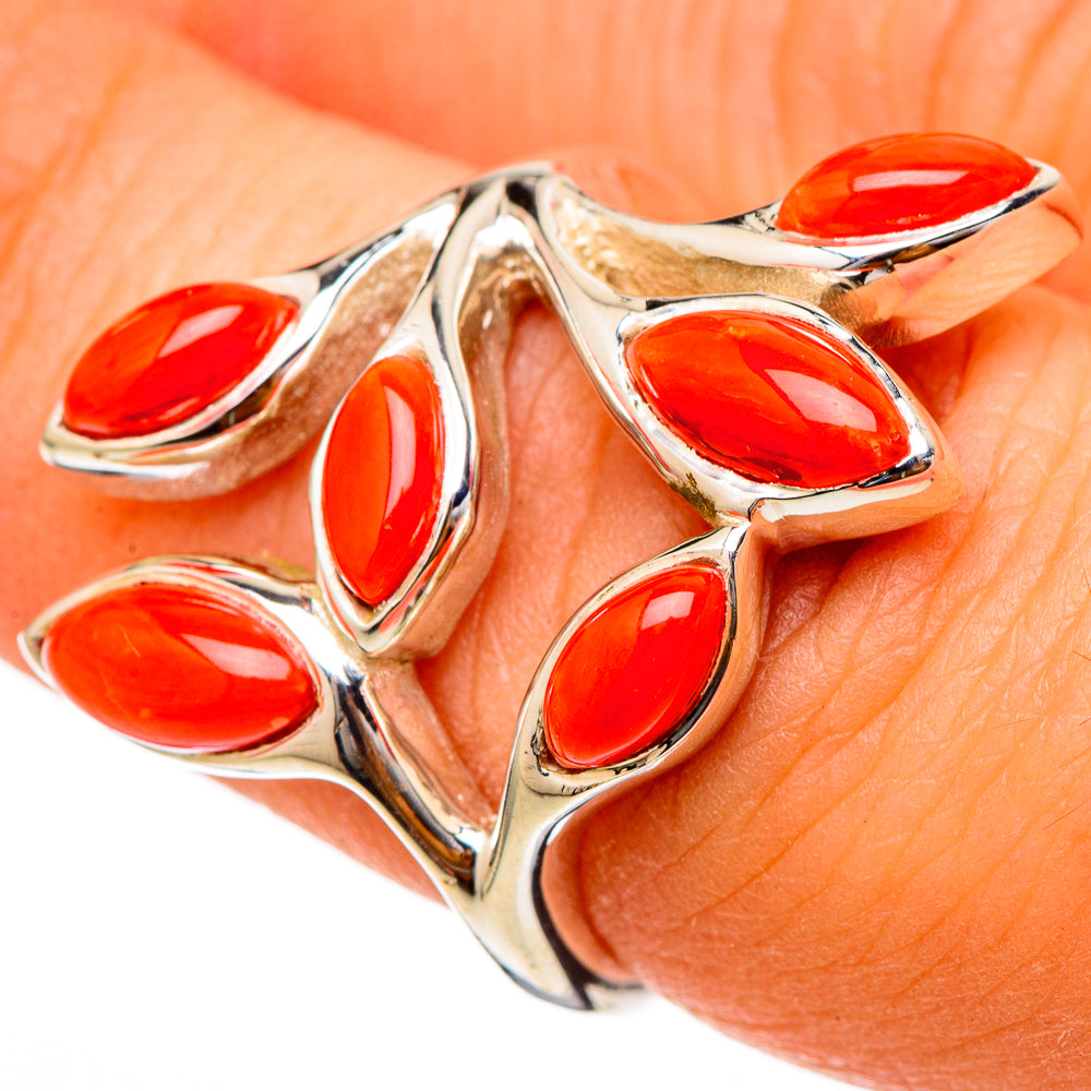 Mediterranean Red Coral Rings handcrafted by Anasilvercos - RING101764