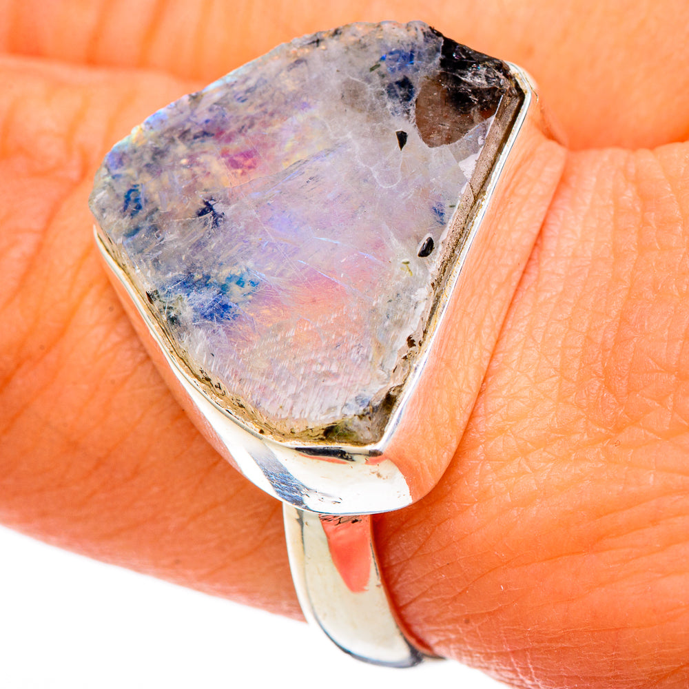 Rainbow Moonstone Rings handcrafted by Anasilvercos - RING101768