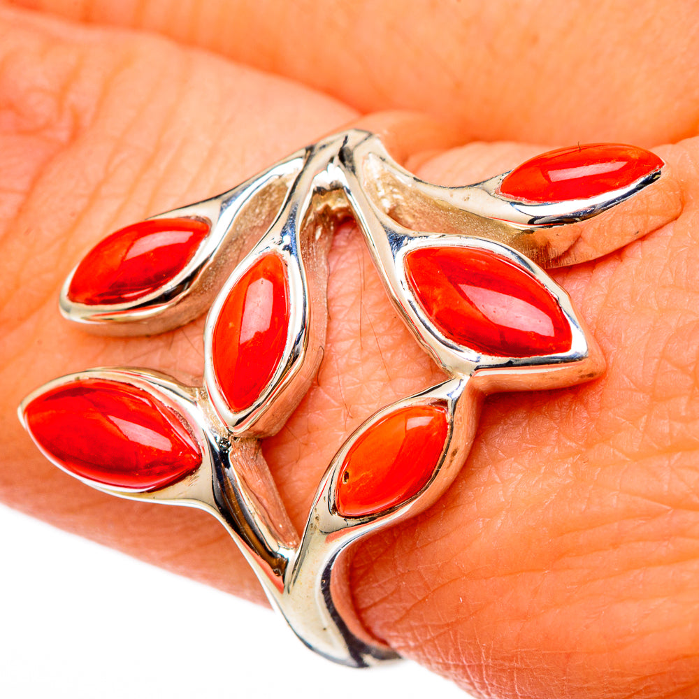 Mediterranean Red Coral Rings handcrafted by Anasilvercos - RING101773