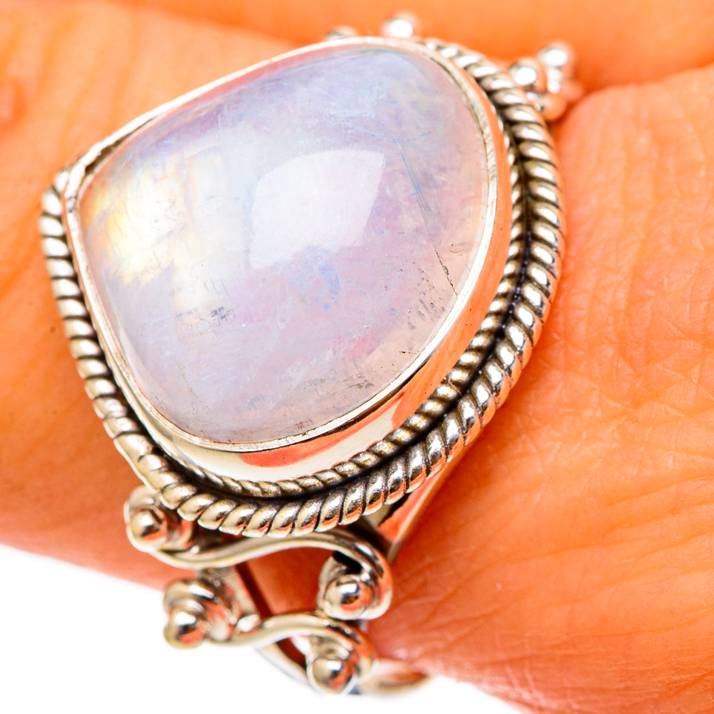 Rainbow Moonstone Rings handcrafted by Anasilvercos - RING101777