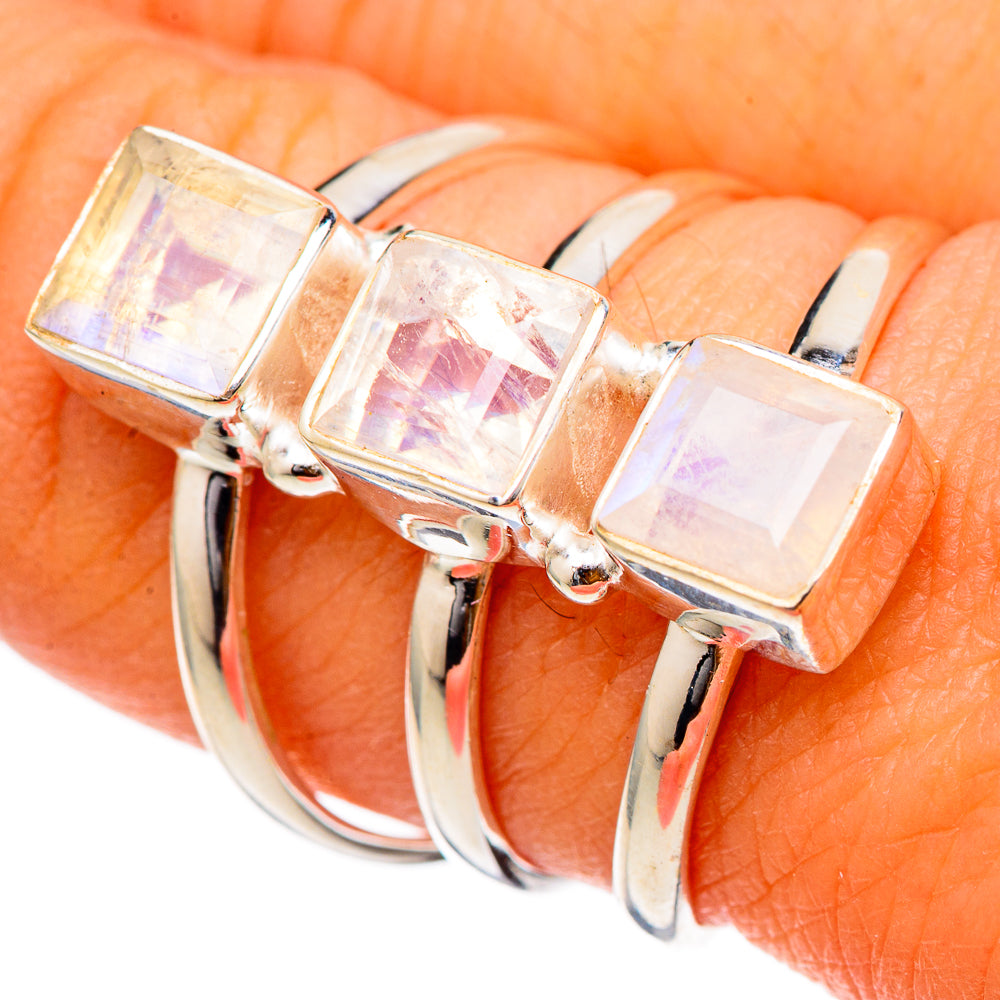 Rainbow Moonstone Rings handcrafted by Anasilvercos - RING101778