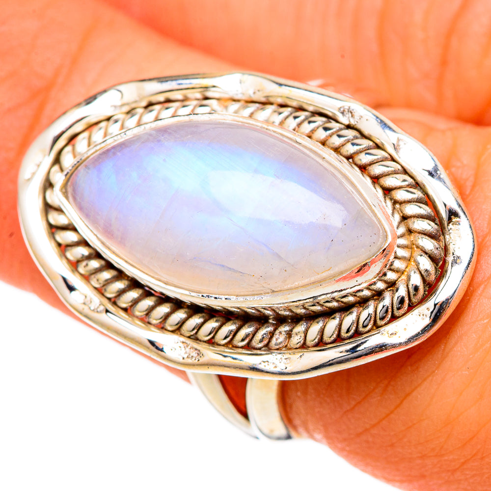 Rainbow Moonstone Rings handcrafted by Anasilvercos - RING101782