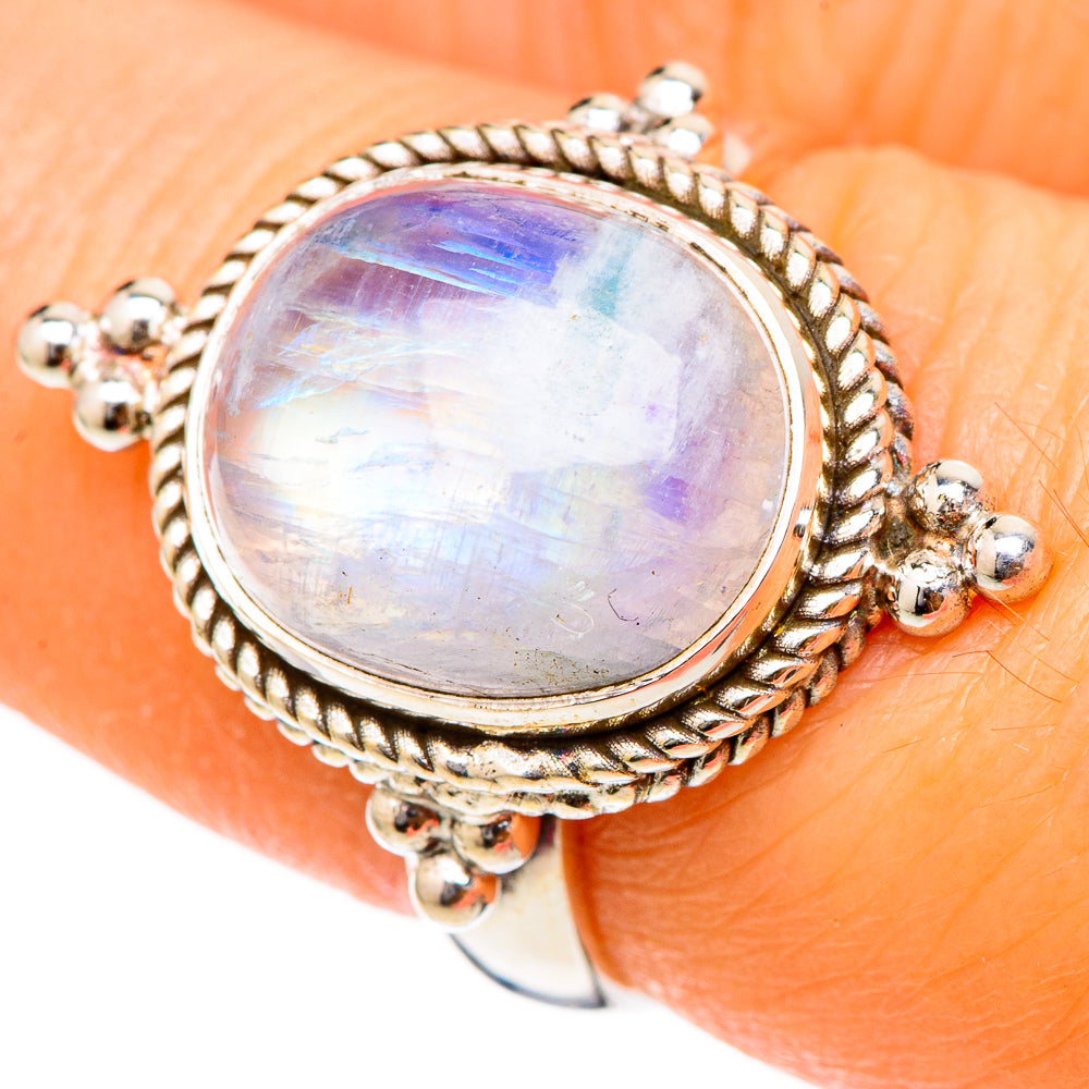 Rainbow Moonstone Rings handcrafted by Anasilvercos - RING101788