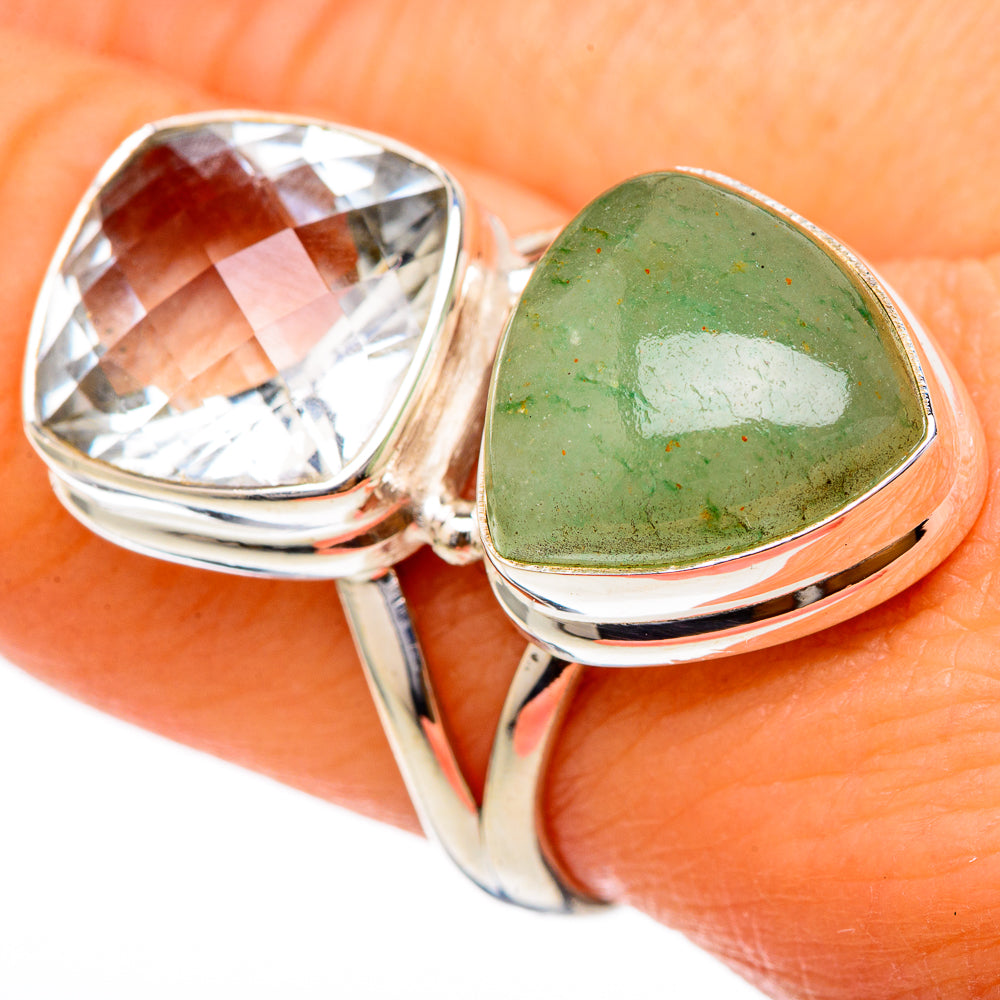 Green Aventurine, Green Amethyst Rings handcrafted by Anasilvercos - RING101806