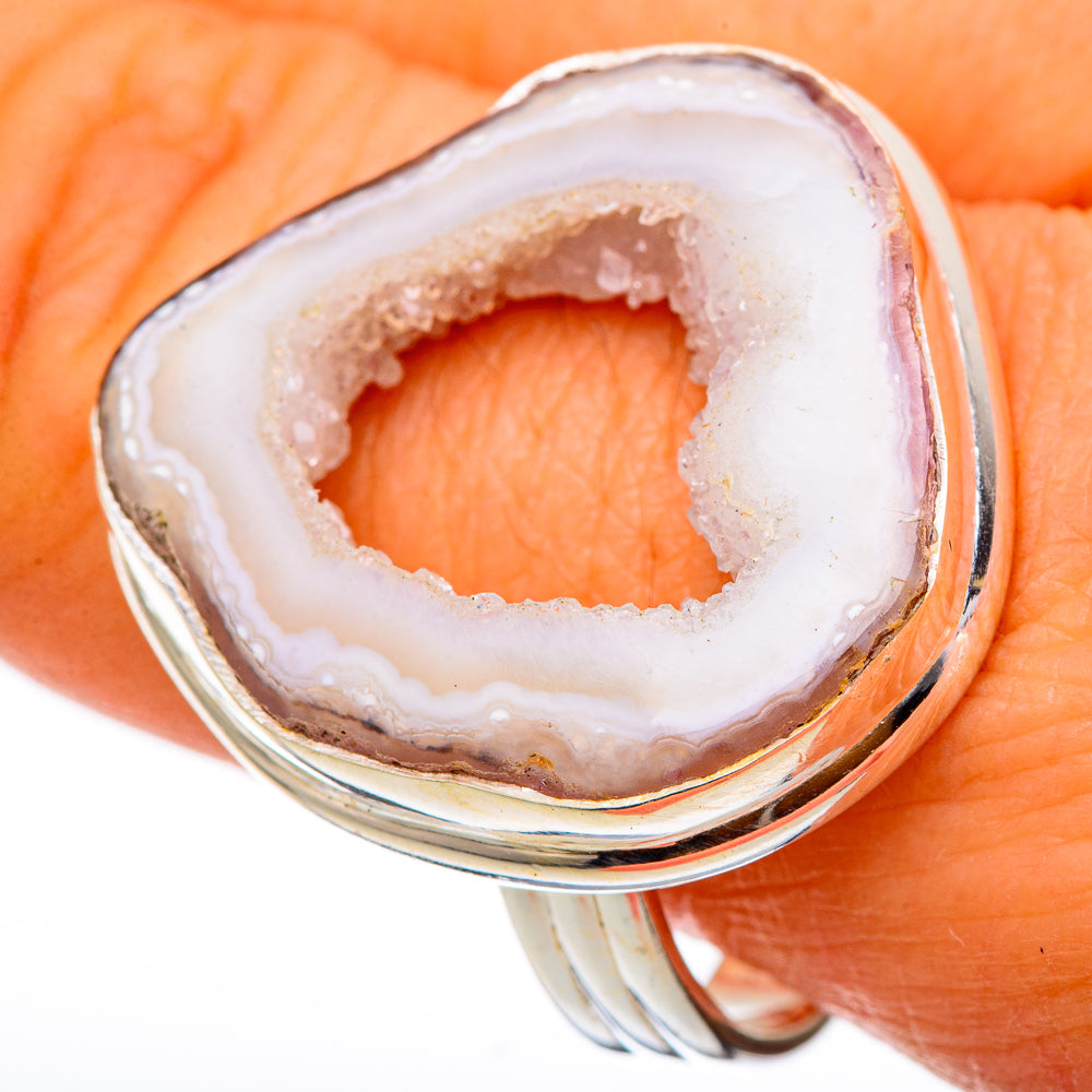 White Geode Slice Rings handcrafted by Anasilvercos - RING101834