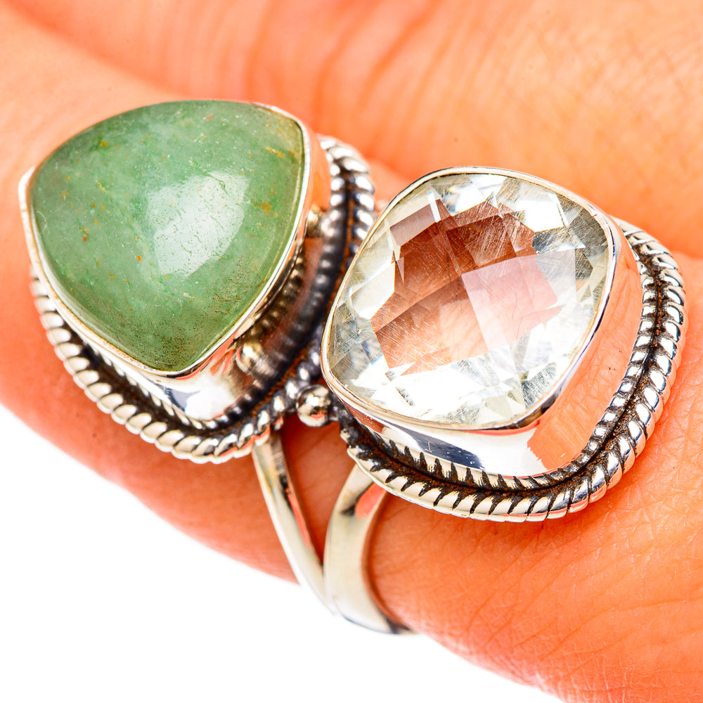Green Aventurine, White Quartz Rings handcrafted by Anasilvercos - RING101852