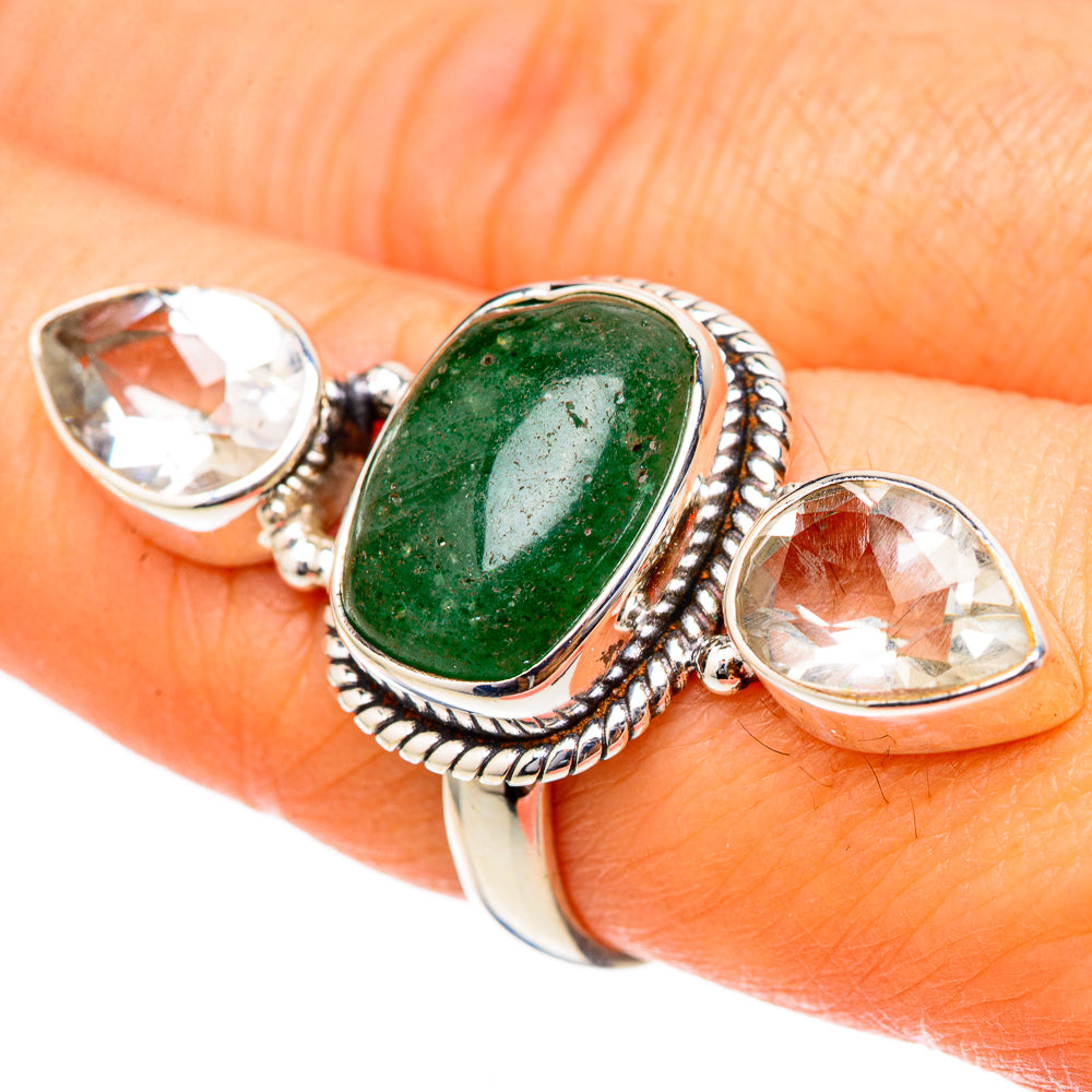 Green Aventurine, White Quartz Rings handcrafted by Anasilvercos - RING101881