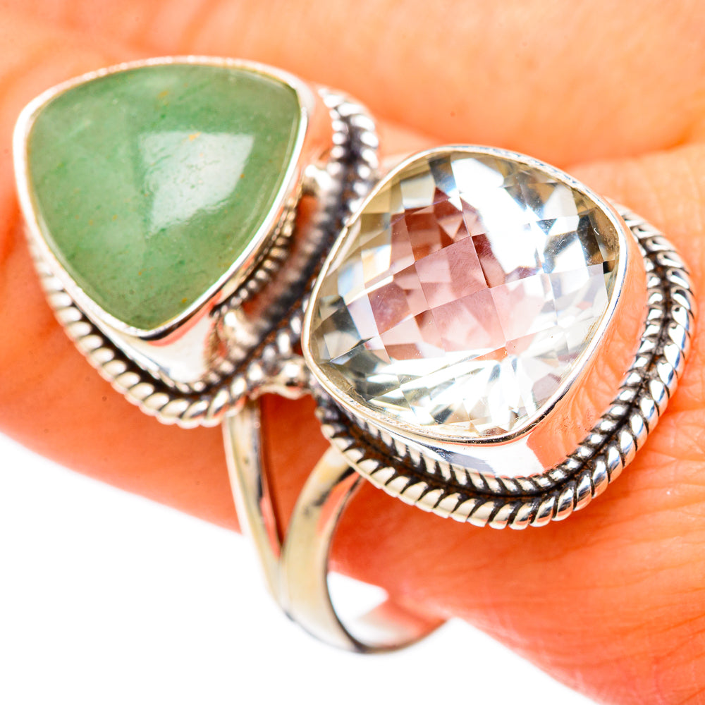 Green Aventurine, Green Amethyst Rings handcrafted by Anasilvercos - RING101882
