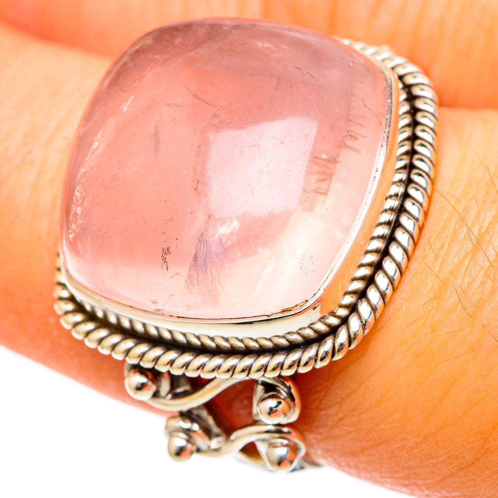 Rose Quartz Rings handcrafted by Anasilvercos - RING101917