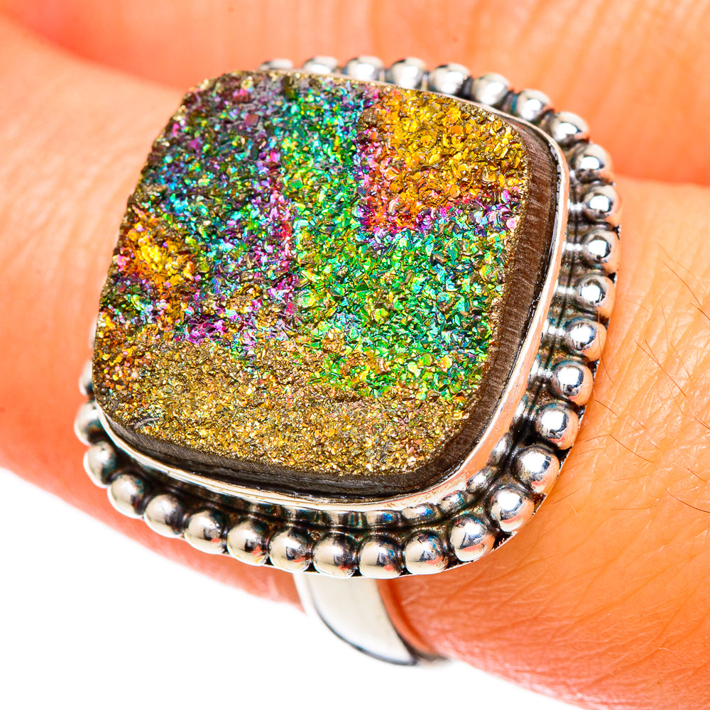 Spectro Pyrite Druzy Rings handcrafted by Anasilvercos - RING101946