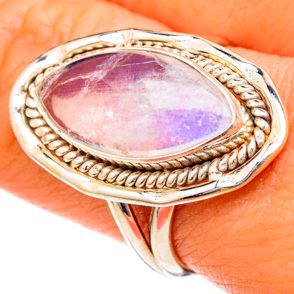 Rainbow Moonstone Rings handcrafted by Anasilvercos - RING101949