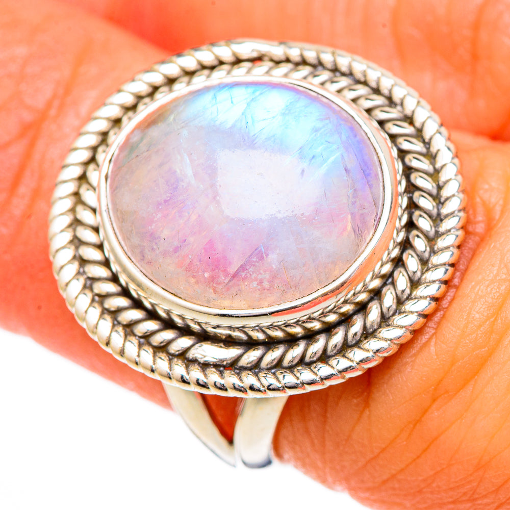 Rainbow Moonstone Rings handcrafted by Anasilvercos - RING101952