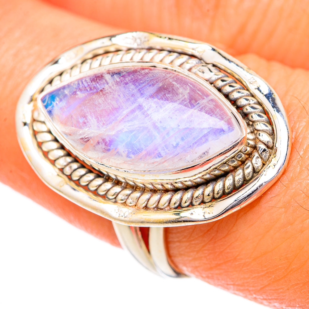 Rainbow Moonstone Rings handcrafted by Anasilvercos - RING101977