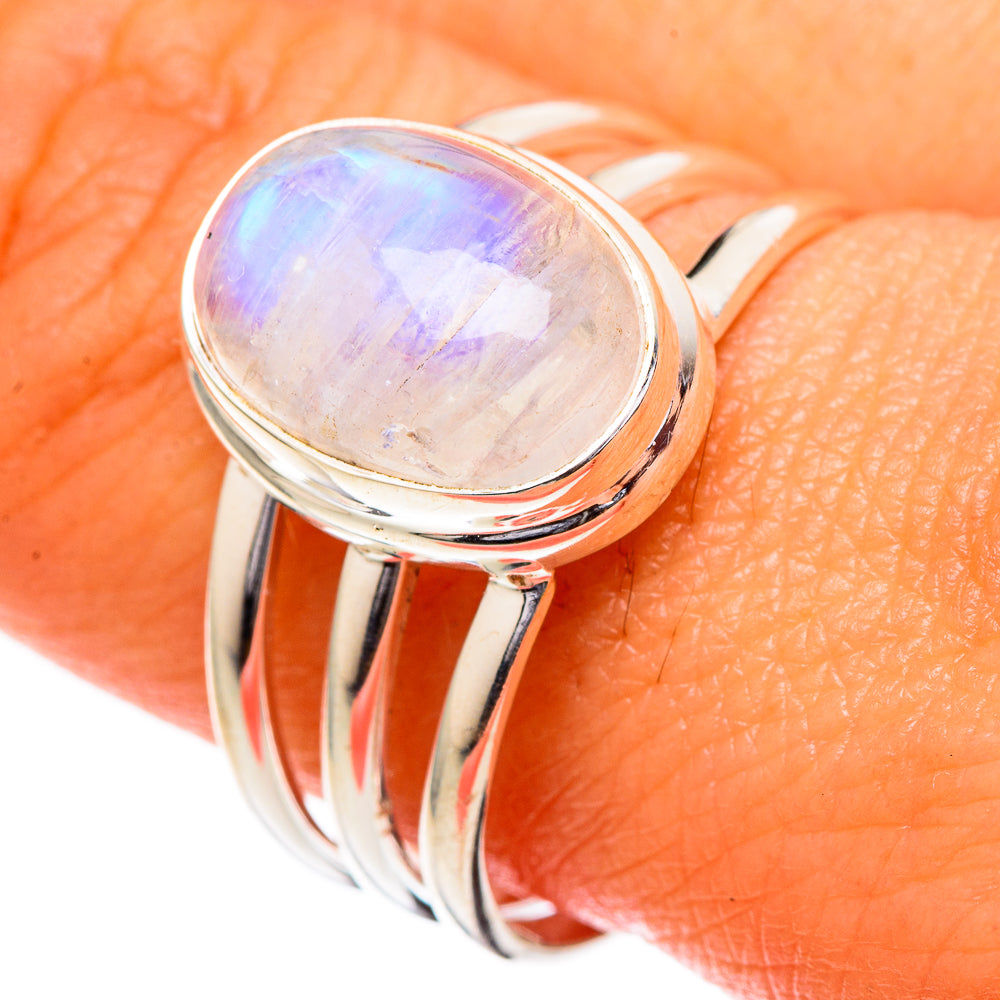 Rainbow Moonstone Rings handcrafted by Anasilvercos - RING101978
