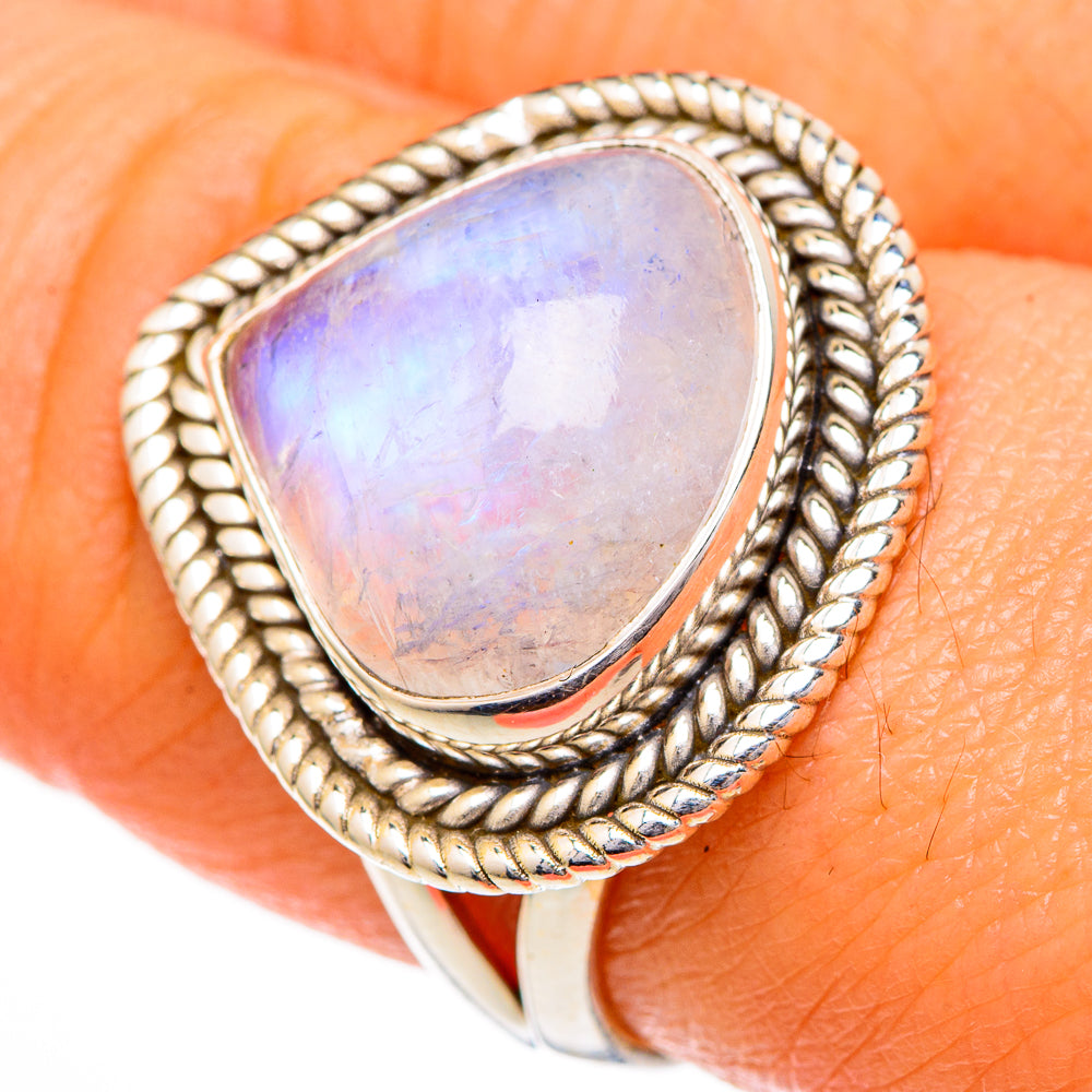Rainbow Moonstone Rings handcrafted by Anasilvercos - RING101979