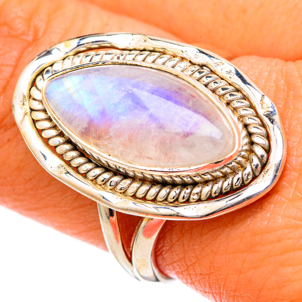 Rainbow Moonstone Rings handcrafted by Anasilvercos - RING101999