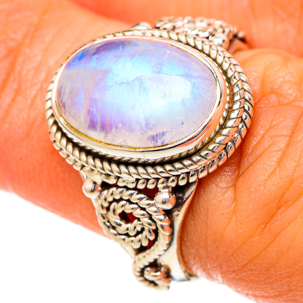 Rainbow Moonstone Rings handcrafted by Anasilvercos - RING102000