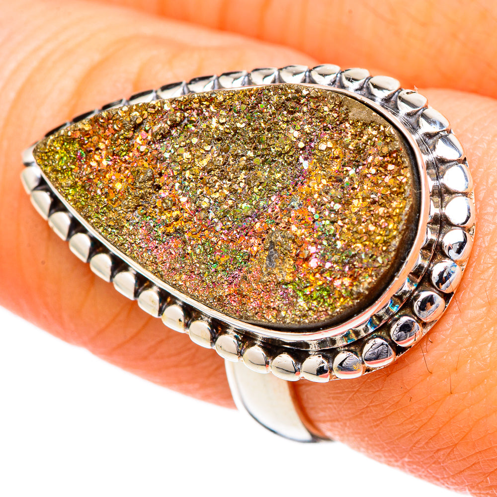 Spectro Pyrite Druzy Rings handcrafted by Anasilvercos - RING102020