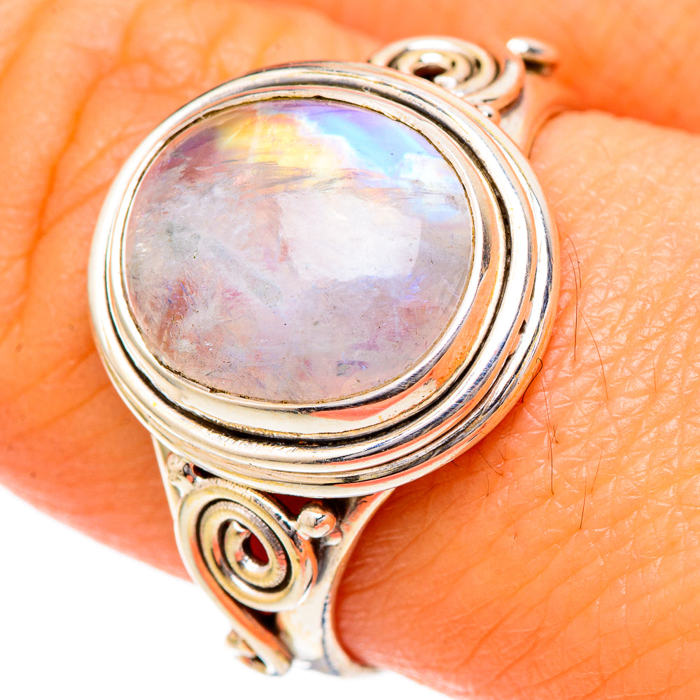 Rainbow Moonstone Rings handcrafted by Anasilvercos - RING102062