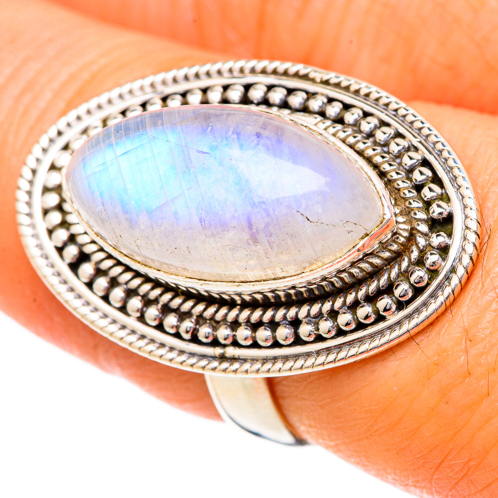 Rainbow Moonstone Rings handcrafted by Anasilvercos - RING102081