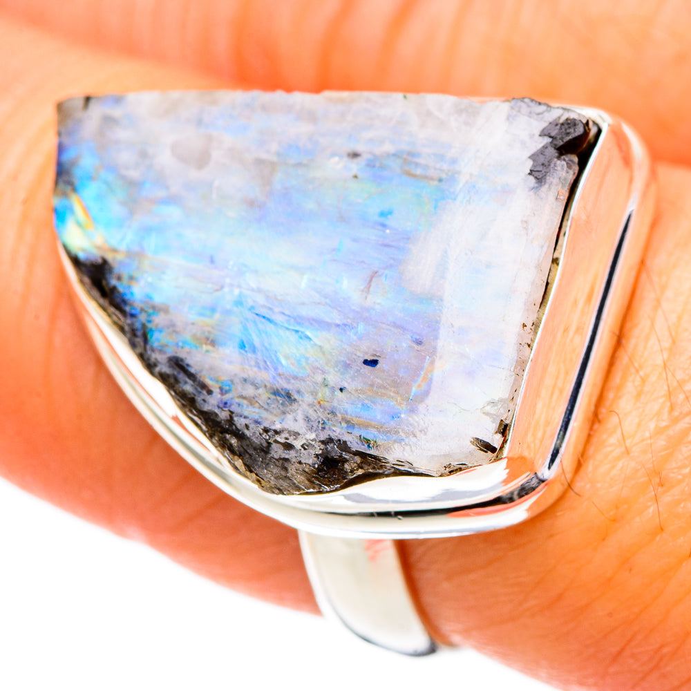 Rainbow Moonstone Rings handcrafted by Anasilvercos - RING102089